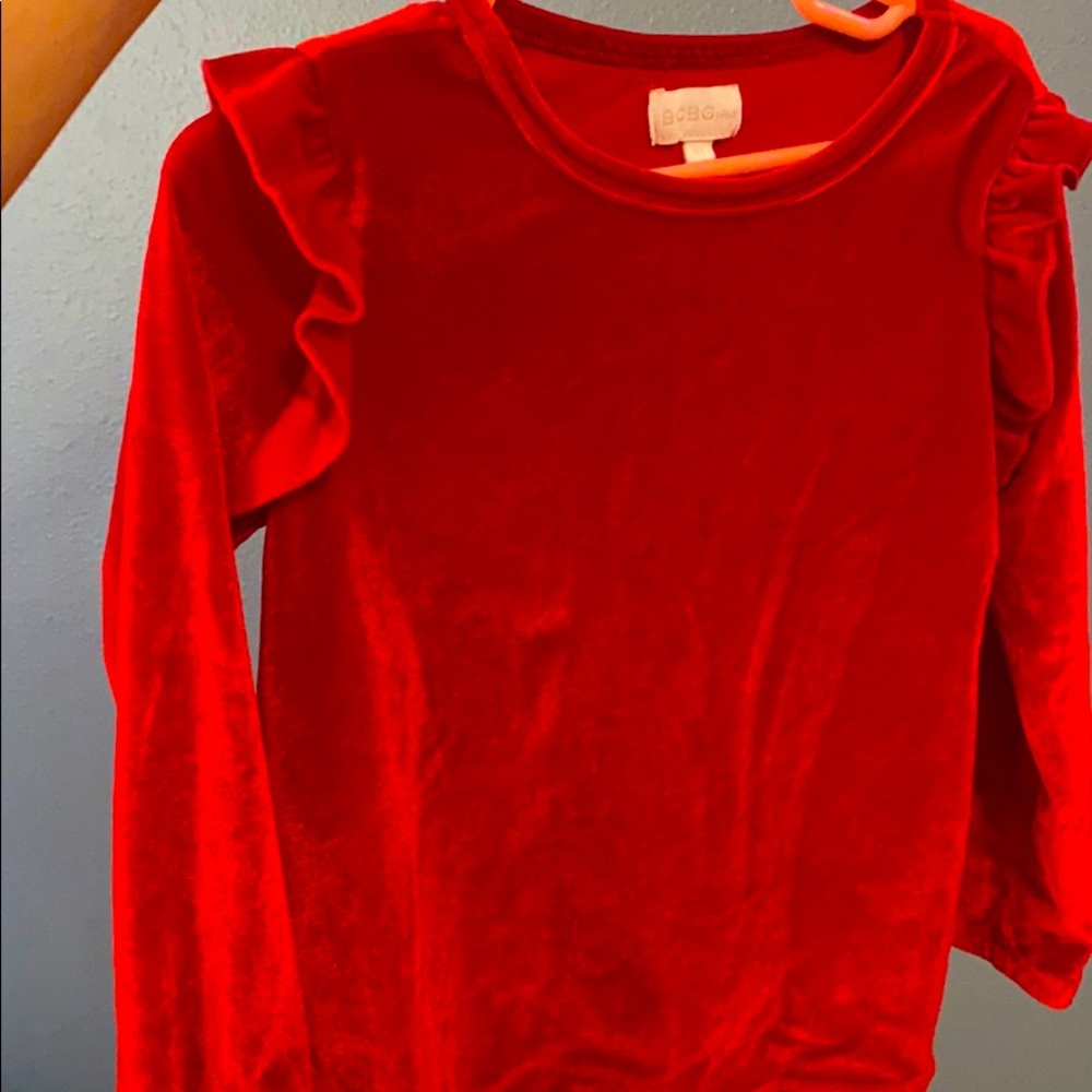 Girls 3T BCBG Velvet ruby red long sleeve